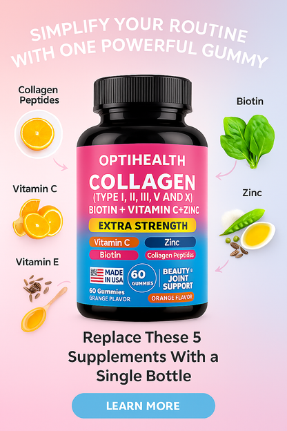 OptiHealth® Collagen – Extra Strength 5-in-1 Beauty Support