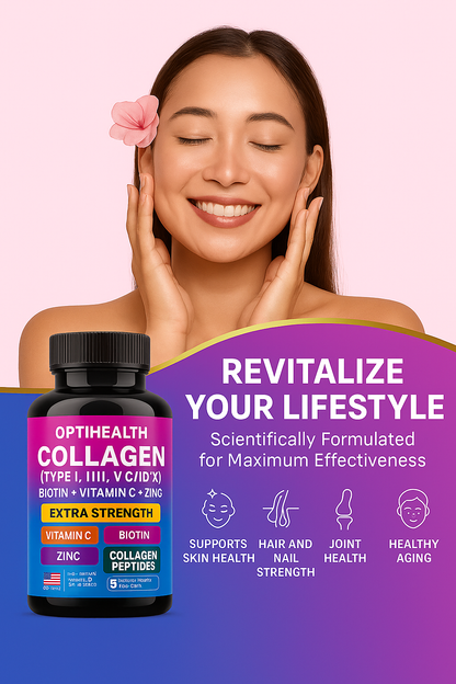OptiHealth® Collagen – Extra Strength 5-in-1 Beauty Support